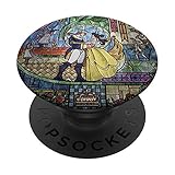 16PRIN246G Disney Beauty & The Beast Stained Glass Rose PopSockets PopGrip: Agarre intercambiable para Teléfonos y Tabletas