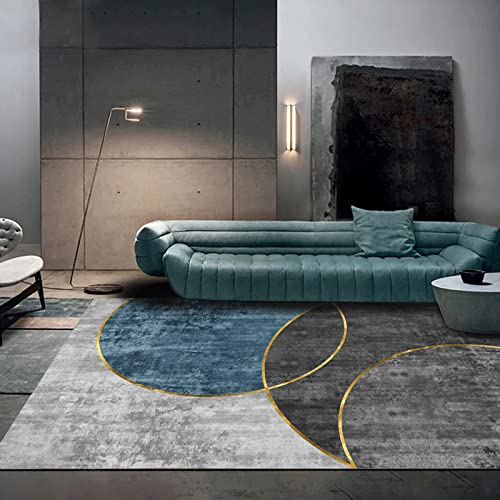 Tapis de chambre d'intérieur rectangulaire doux et tapis de sol bleu - 3