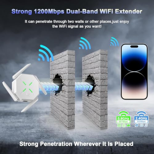 Image of AC1200 WiFi Extender Signal Booster Dual Band 2.4G 5.8G WiFi Range Repeater