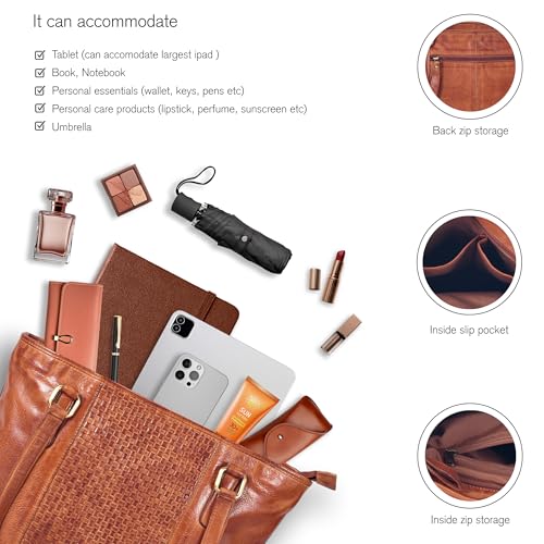 Image of Leather Purse For Women - Real Leather Tote For Women - Ladies Shoulder Handbag For Work, Travel, Casual Use