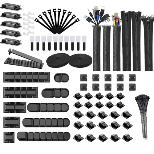 189PCS Cable Management Kit, 6 Cable Sleeve40 Cable Clips with 11...