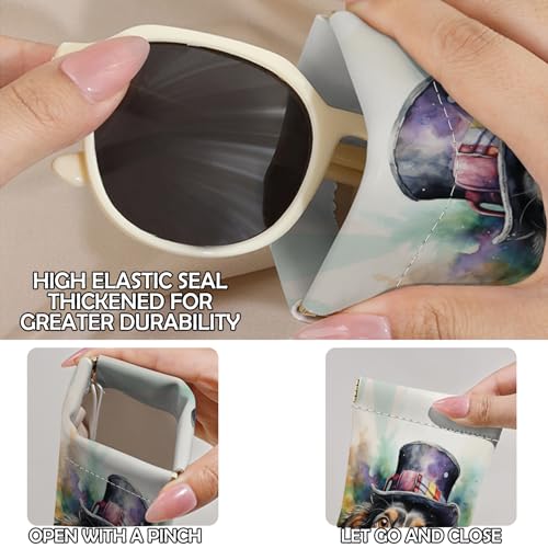 Image of 2 PCS Glasses Eyeglass Sunglasses Case Pouch Soft PU Leather Cute Aesthetic with Cleaning Cloth for Boys Men Man