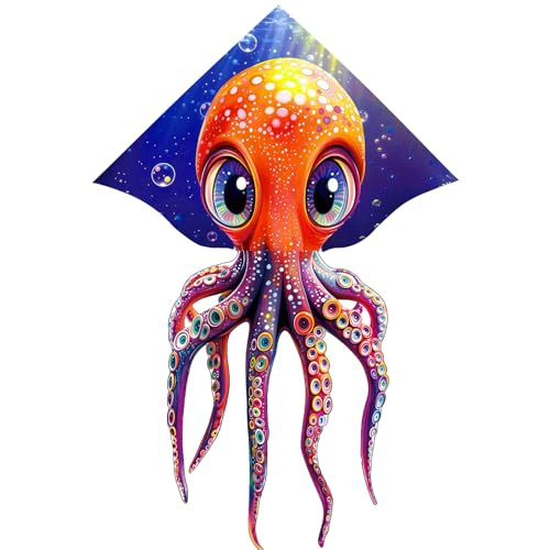 HENGDA KITE Octopus Kite Cuttlefish Kite for Kids Beginners and Adults,Cute Design,High Definition Printing,Easy to Fly and Assemble,Suitable for Outdoor Activities,37x65 inch