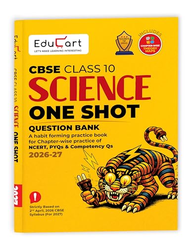 Image of Educart CBSE Class 10 Science One Shot Question Bank 2026-27 | Chapter-wise NCERT Practice, PYQs & Competency-Based Qs | CBSE Syllabus & Pattern | Theory Maps For 2027