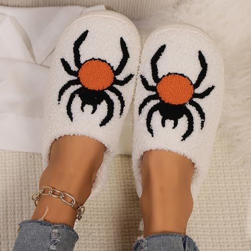 Image of Womens Mens House Slippers Retro Comfy Warm Plush Slip on Fluffy Memory Foam Home Sippers for Winter Indoor Outdoor