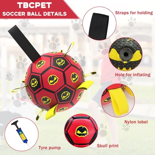 Image of Interactive Dog Toy Balls with 4 Layers, World Cup Dog Soccer Ball with Straps, Durable Dog Balls with Skull Pattern, Waterproof Advanced Football Pets, Indoor & Outdoor Use(6 Inch)