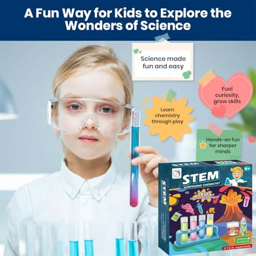 Image of 14-in-1 Science Experiment Kit for Kids - STEM Educational Chemistry & Physics Lab Toys | Fun Learning Experiments for Boys & Girls Ages 8-14