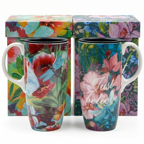Set de 2 Mugs de Cerámica para Viaje con Tapa 17oz miniatura 1