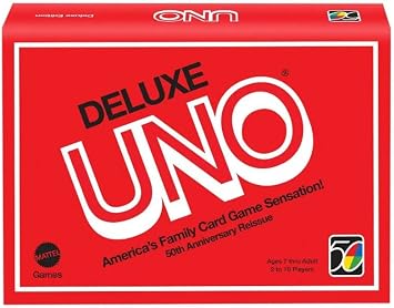 Deluxe UNO Card Game, Americas Family Card Game Sensation! 50th Anniversary Reissue
