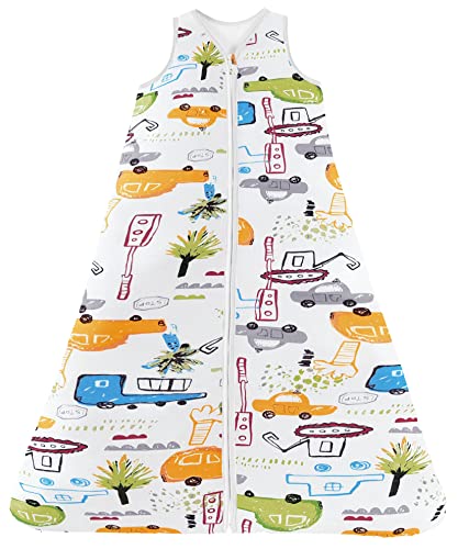 Chilsuessy Sommerschlafsack Baby Schlafsack Kleine Kinder Schlafanzug ohne Ärmel für Sommer und Frühling 100% Baumwolle (130/Baby Höhe 130-150cm, Cartoon Fahrzeug) Cover
