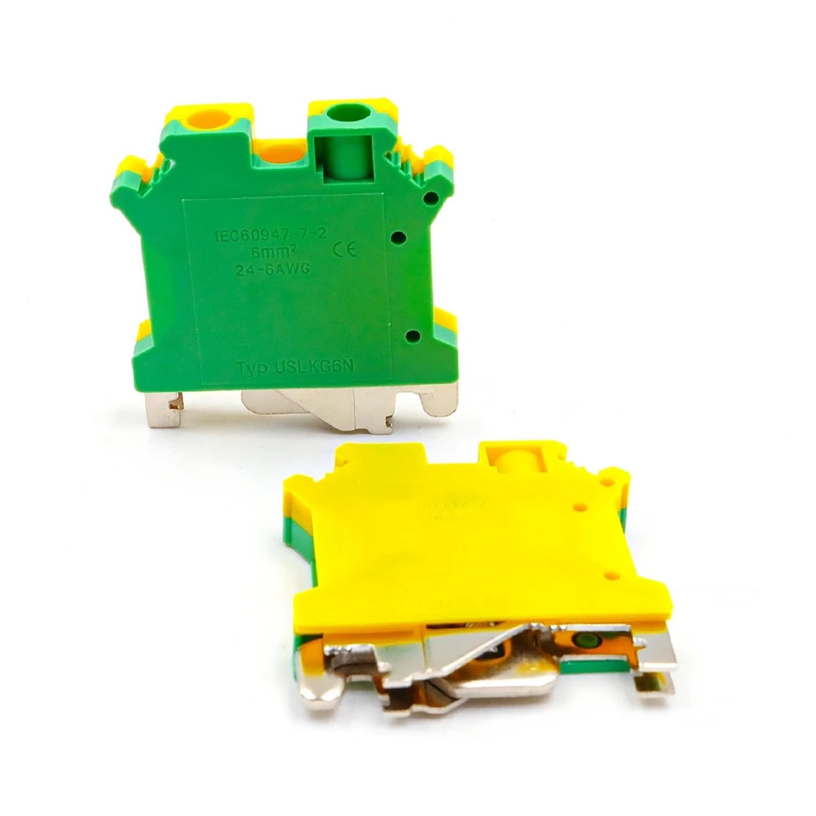 10 pezzi USLKG 6 morsettiera for guida DIN con messa a terra ad alta corrente 500 V 50 A conduttore di collegamento a vite