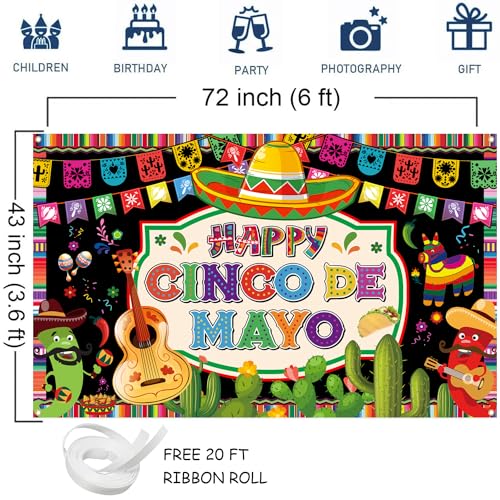 Cinco De Mayo Banner Cinco De Mayo Decorations Cinco De Mayo Backdrop for Photography Mexican Fiesta Banner Cinco De Mayo Indoor Outdoor Party Wall Background Party Supplies by Eaguecros - Image 2