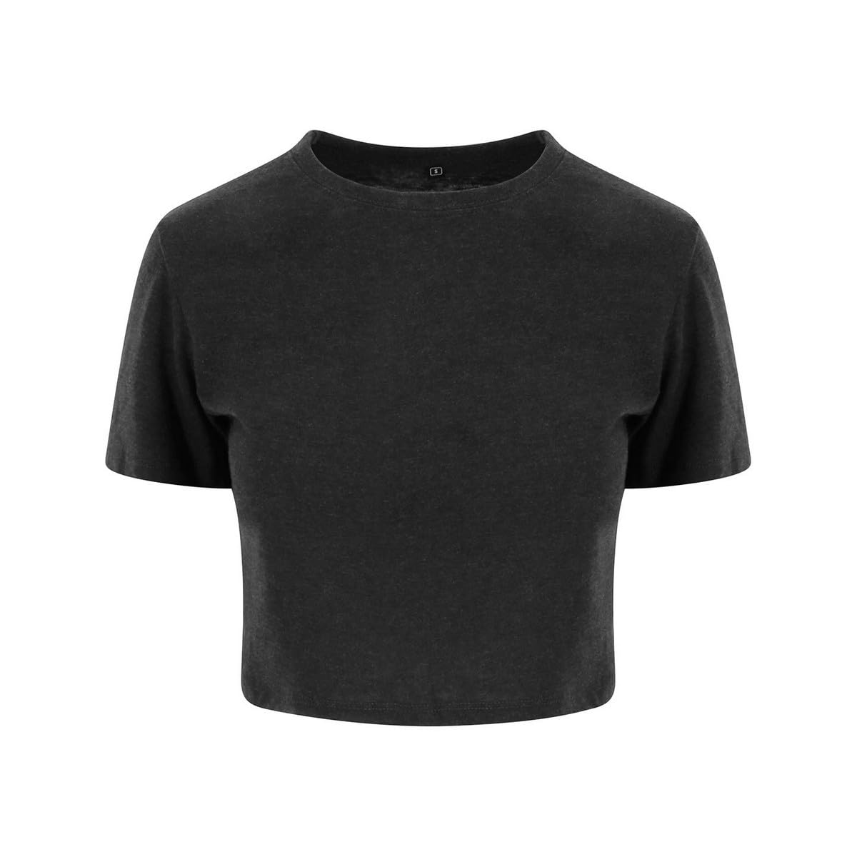 AWDis Womens Tri-Blend Cropped T Heather Black