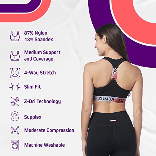 Zumba Women’s Love Scoop Sports Bra, Athletic Workout Top For Women, Black, Medium #TOP2