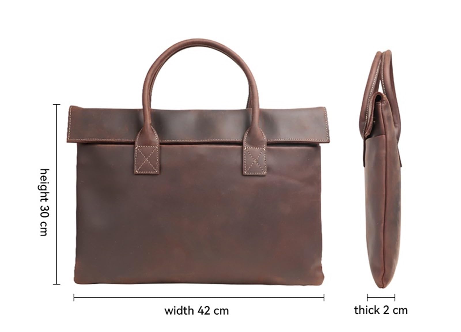 Retro Men's Briefcase Leather Handbag Business Tablet Bag Slim Clutch For 16-Inch Laptop