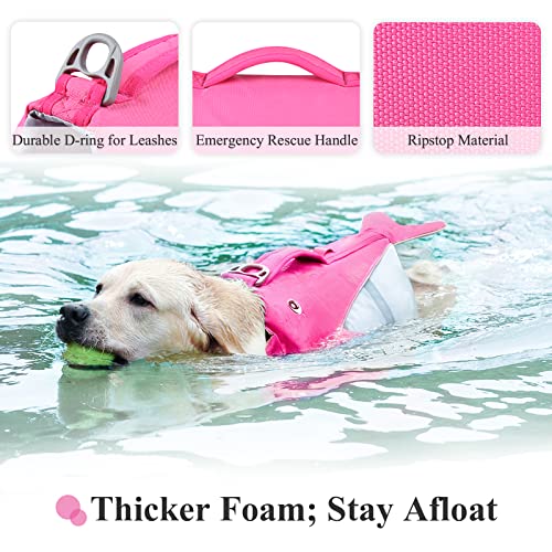 VIVAGLORY-Dog-Life-Vest-for-Puppy-Small-Medium-Large-Dogs-Easy-on-Off-Sports-Style-Life-Jackets-for-Dogs-with-Adjustable-Nylon-Straps-Pink VIVAGLORY Dog Life Vest for Puppy Small Medium Large Dogs Easy on Off Sports Style Life Jackets for Dogs with Adjustable Nylon Straps Pink