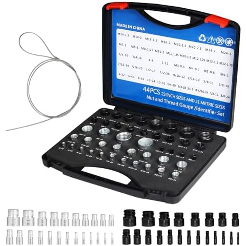 Versatile Nut and Bolt Thread Checker Box, Standard and Metric Threads Supported,44 Male/Female Gauges,Easy-to-Use Bolt and Nut Identifier Tool Cover