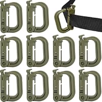 MUCHER Lot De 10 Mousquetons Plastique Anneau D – 5,3 Cm, Charge 10 Kg, Pour Sacs, Camping, Système MOLLE, Multi-usages