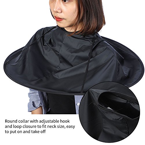 Haircut Cloak, Adult Barber Hair Cutting Umbrella Cape Hairdressing Salon Gown Haircut Hairdresser Cloak(Black) - Image 4