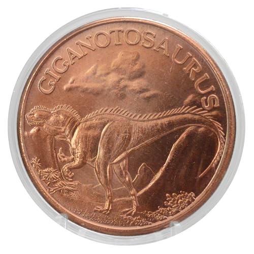 Image of Giganotosaurus Dinosaur 1 oz Pure .999 Copper Round Collecticble 39mm Challenge Coin in Capsule - COA by Heavenly Metals