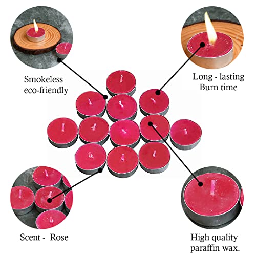 Arija Scented Pink Tea Lights Candles Pack Of 50 - Small Votive Tea Light Jasmine Fragrance Candles For Home, Christmas, Dinner Party And Wedding Decoration - Handpoured, Smokless, Dripless Candles #TOP3