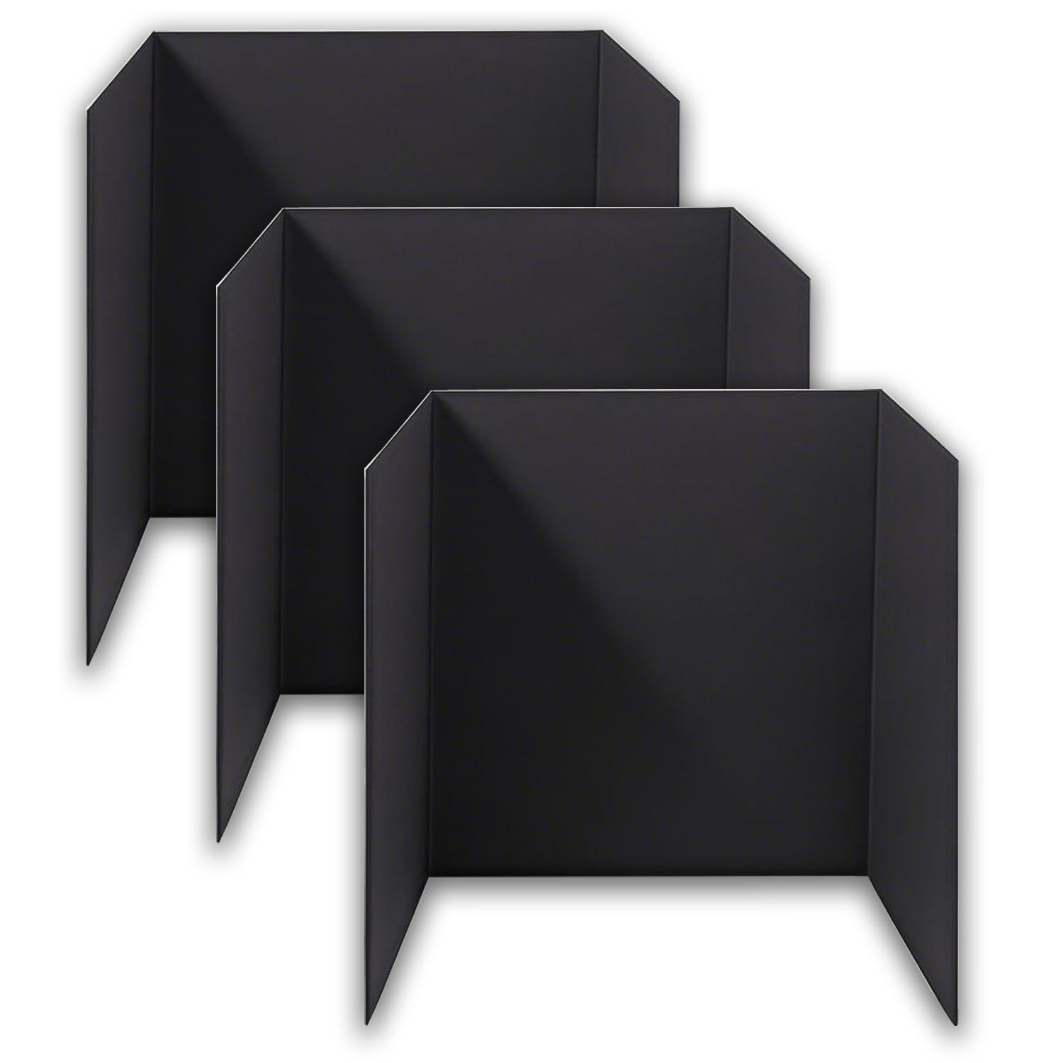 3-Pack Black Trifold Display Boards, 24 x 16 Inches Tri-Fold Corrugated Presentation Boards for Classroom Projects, Science Fairs, Business Events, and Exhibits
