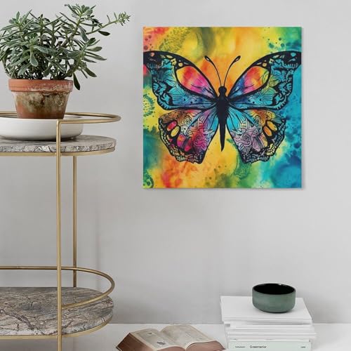 Impression sur toile abstraite de qualité supérieure avec cadre moderne papillon - 5