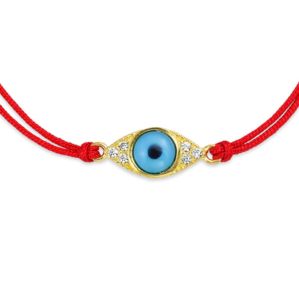 Protection Good Luck Amulet Turkish Translucent Glass Bead Evil Eye Bracelet For Women Teen Gold Plated .925 Sterling Silver Red Yellow Orange Blue Green White Pink Black Multicolor 7-7.5 Inch