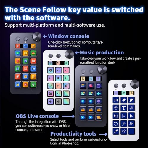 Clavier visuel LCD à 15 touches programmables contrôleur ABS noir compact pour PC - 2