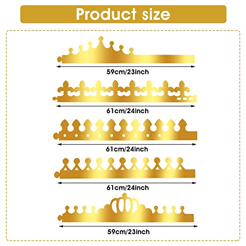 Abellio 20 Stuks Gouden Papieren Kroon, Verjaardag Koning Kronen Gouden Papieren Feesthoeden voor Kinderen Volwassenen… - Image 3