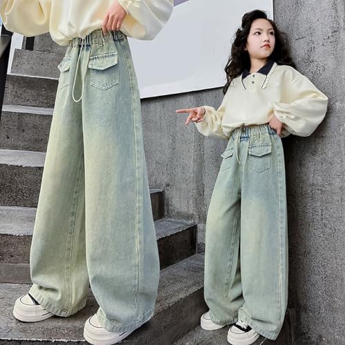 Teen Girls Baggy Jeans Heart Star Wide Leg Denim Pants Kids Elastic Casual Loose Y2k Streetwear Trousers with Pockets3