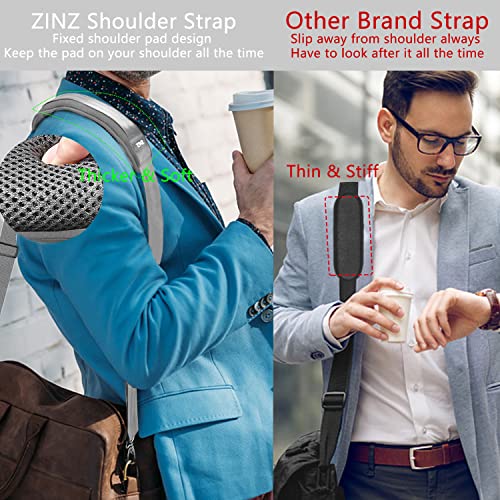 Image of ZINZ Shoulder Strap 78 inch Universal Handbag Strap with Ultra-thick Fixed Padded and Dual Balanced Adjustable Buckles Shoulder Crossbody Strap for Briefcase Messenger Bag Laptop bag Luggage,Gray