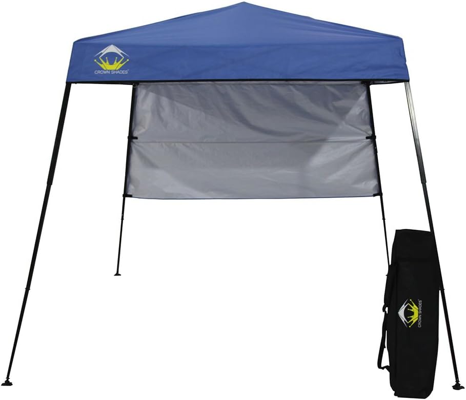 CROWN SHADES 8ft. x 8ft. Slant Leg Instant Canopy with Wall Panel and Backpack, Blue