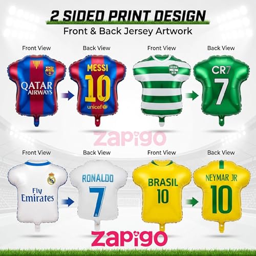 Image of Balloonistics Football Soccer Jersey Theme Birthday Balloon Bouquet | Football Fan Birthday Party Decoration | Soccer Kit Party Balloon Set | Pack of 5