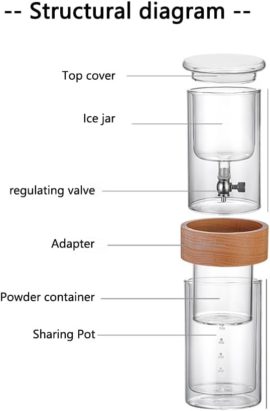 Portable Cold Brew Coffee Maker – Premium Borosilicate Glass Drip Tower with Adjustable Flow Control | 800ml Iced Coffee Maker for Home and Office Use | Low-Acid Smooth Coffee Brewing System