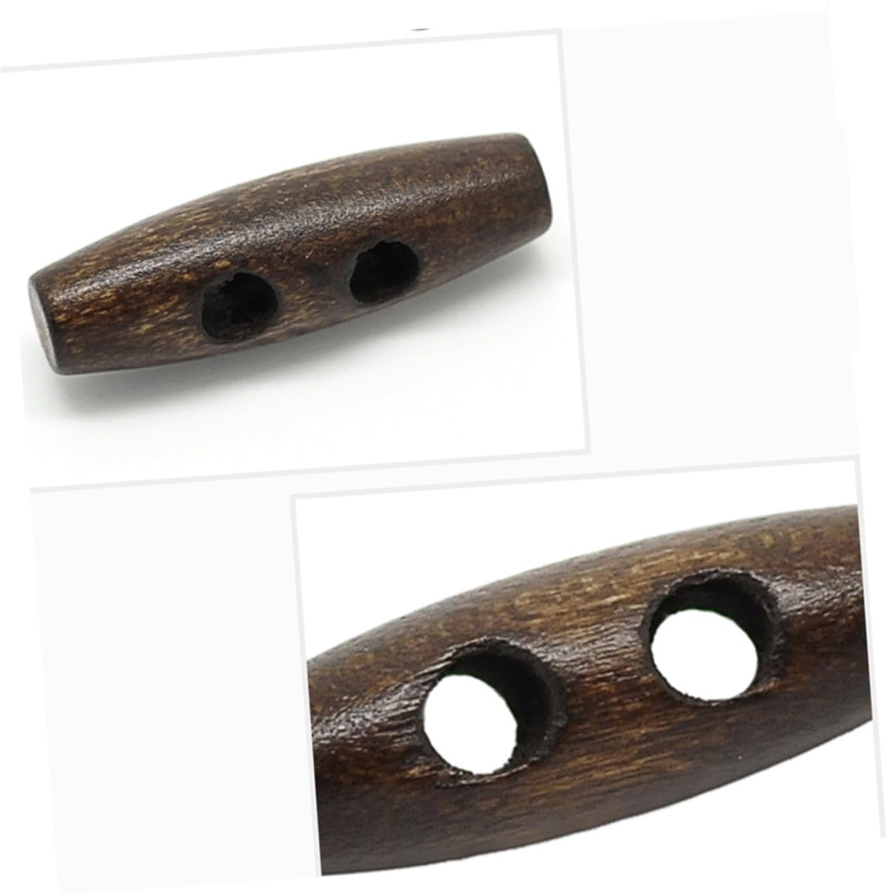 450 Stück Ovale Holzknöpfe mit Doppelloch, 3x1, 1 Cm, Dunkelbraun