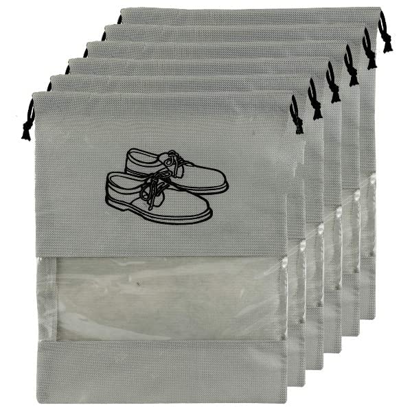 Nirvik Shoe Cover Travel Shoe Bag Non Woven Shoe Storage Covers Portable Shoe Pouch for Travelling and Footwear (Grey, Pack of 12)-image-45