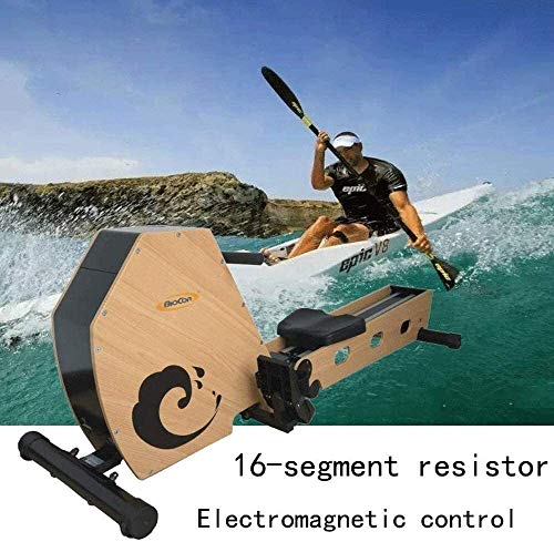 Image of Wooden Indoor Row Machine Home Gyms Fitness Magnetic Rowing Machine with LCD Display and Adjustable Resistance - for Home Full Body Exercise