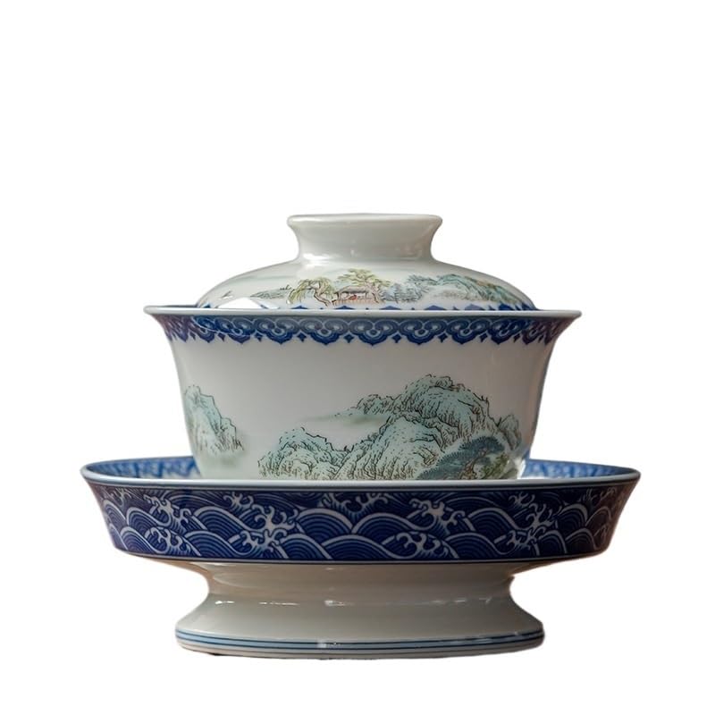 Tazas Para Matcha Cuenco de cerámica con tapa de gran capacidad, no caliente, cuenco grande de cerámica for preparar té de 200 ml Juego De Té Con Infusor
