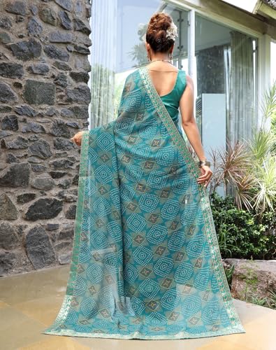 Image of Yashika Women's Georgette Saree with Lace |Solid Digital Printed Patola Saree for Women