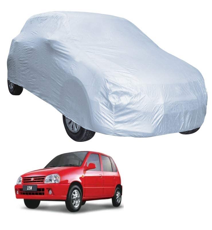 Image of Auto Hub Car Cover Compatible with Maruti Zen with Weather Proof, Triple Stitched, Zen Car Cover- Plain Silver