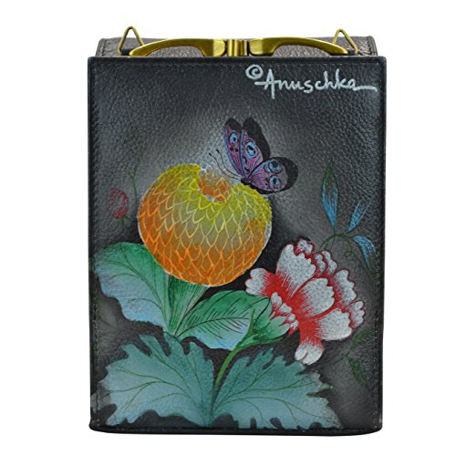Anuschka womens Anuschka Hand Painted Women's Genuine Leather Organizer - Vintage Bouqu Triple Compartment Accordion Style Sling Crossbody, Vintage Bouquet, One Size US2