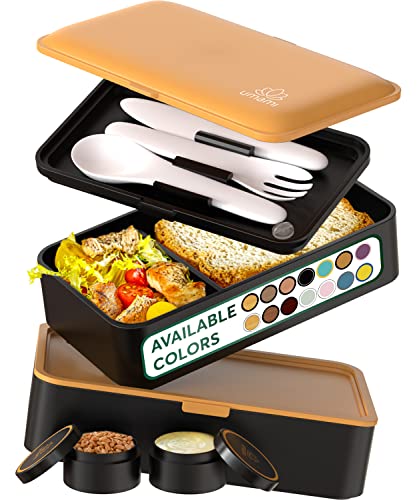 Umami Bento Box Adult Lunch Box with Utensils, 1200 ml Large, All-in-One Meal Prep Compartment Lunch Box Containers for Men/Women, Cute Leak Proof Bento Box, Lunch Organizer