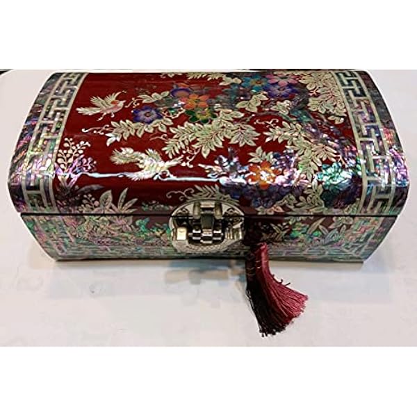 Caja de regalo de madera lacada con incrustaciones de madreperla, diseño de flor de ciruela, para guardar el tesoro, caja de regalo