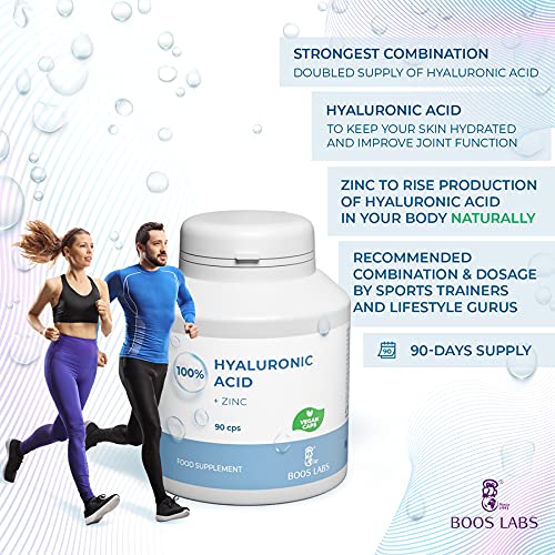 BOOS LABS Strongest Hyaluronic Acid & Zinc, 480mg90Day Supply, Vegan