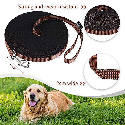 Image of Hi Kiss Dog /Puppy Obedience Recall Training Agility Lead - 15ft 20ft 30ft 50ft 100ft Training Leash - Great for Training, Play, Camping, or Backyard(15ft,Black Orange)