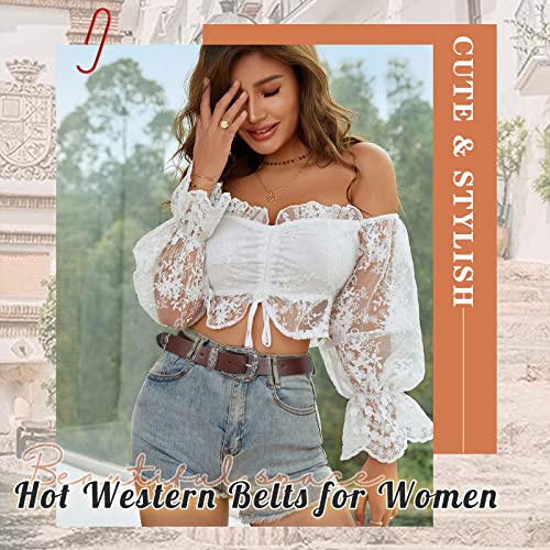 Women's Genuine Leather Belt with Vintage Metal Buckle for Jeans2