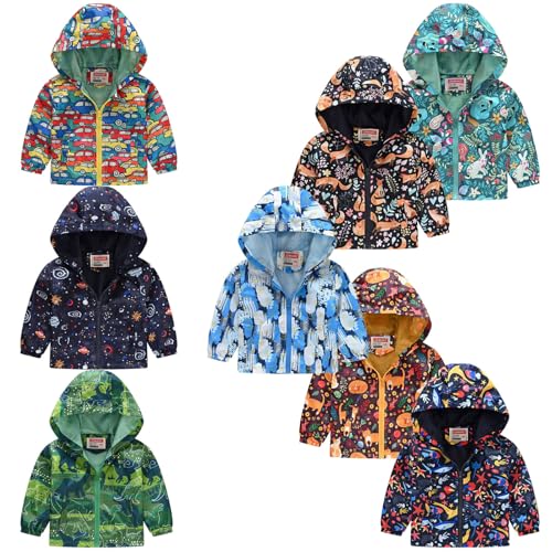 Toddler Boys Girls Windbreaker Outerwear Long Sleeve Hoodies Coats Floral Prints Cartoon Casual Zip Up Thin Jacket4