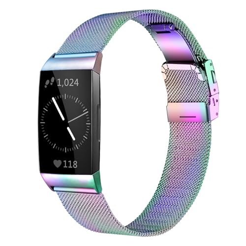 Bracelet Fitbit Charge 3 et 4 en acier inoxydable ajustable pour homme et femme