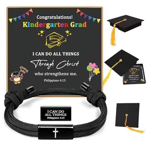 Trinckle Kindergarten Graduation Gifts for Boys Graduation Gifts for Kindergarten Adjustable Kinder Grade Cross Bracelet With Card Celebrate Grade Party for Teen Boys Son Grandson Nephew Friends